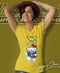 West Virginia Mountaineers Hello Kitty V Neck TShirt