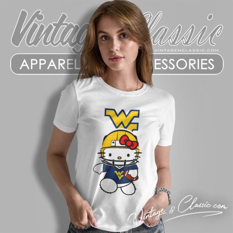 West Virginia Mountaineers Hello Kitty Women T Shirt West Virginia Mountaineers Hello Kitty Women T Shirt