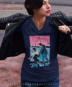 Wham Big Tour 84 George Michael V Neck TShirt