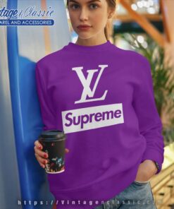 White Louis Vuitton LV And Supreme Sweatshirt