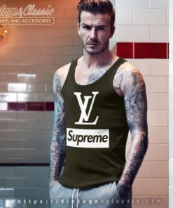 White Louis Vuitton LV And Supreme Tank Top Racerback