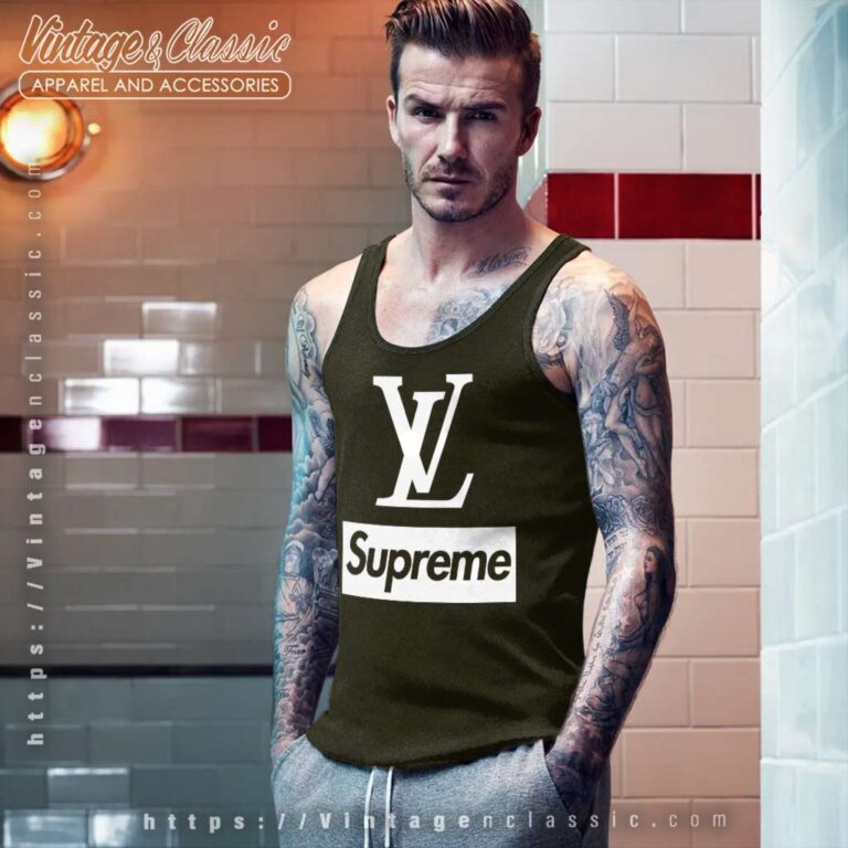 White Louis Vuitton LV And Supreme Tank Top Racerback White Louis Vuitton LV And Supreme Tank Top Racerback
