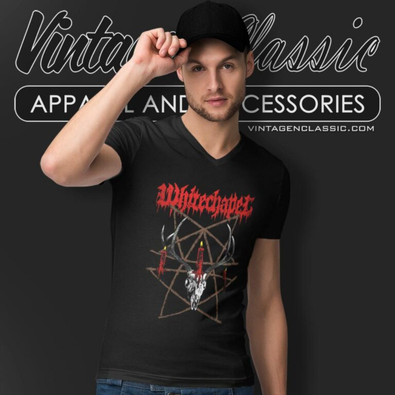 Whitechapel Pentagram Candle V Neck TShirt Whitechapel Pentagram Candle V Neck TShirt