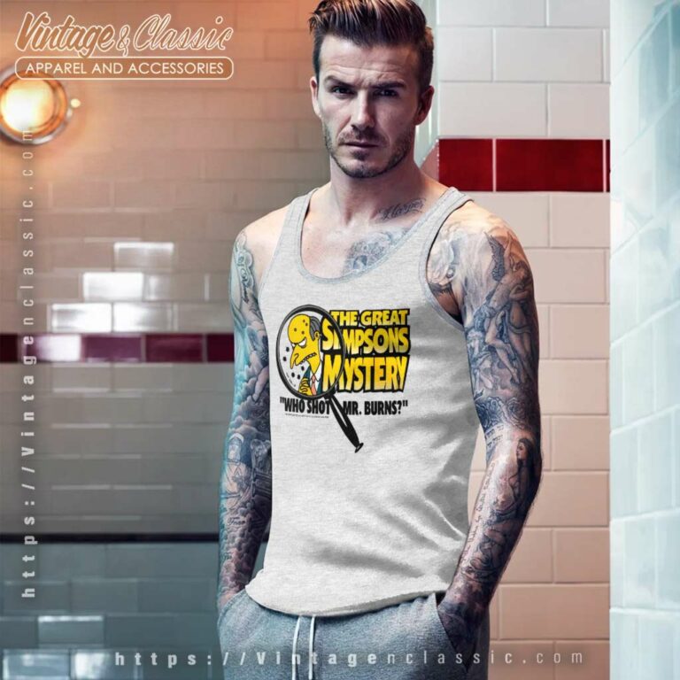 Who Shot Mr Burns The Great Simpsons Mystery Tank Top Racerback Who Shot Mr Burns The Great Simpsons Mystery Tank Top Racerback