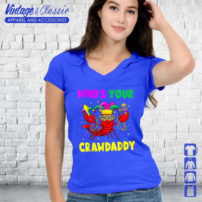 Whos Your Crawdaddy Shirt Crawfish Jester Beads Vneck Whos Your Crawdaddy Shirt Crawfish Jester Beads Vneck