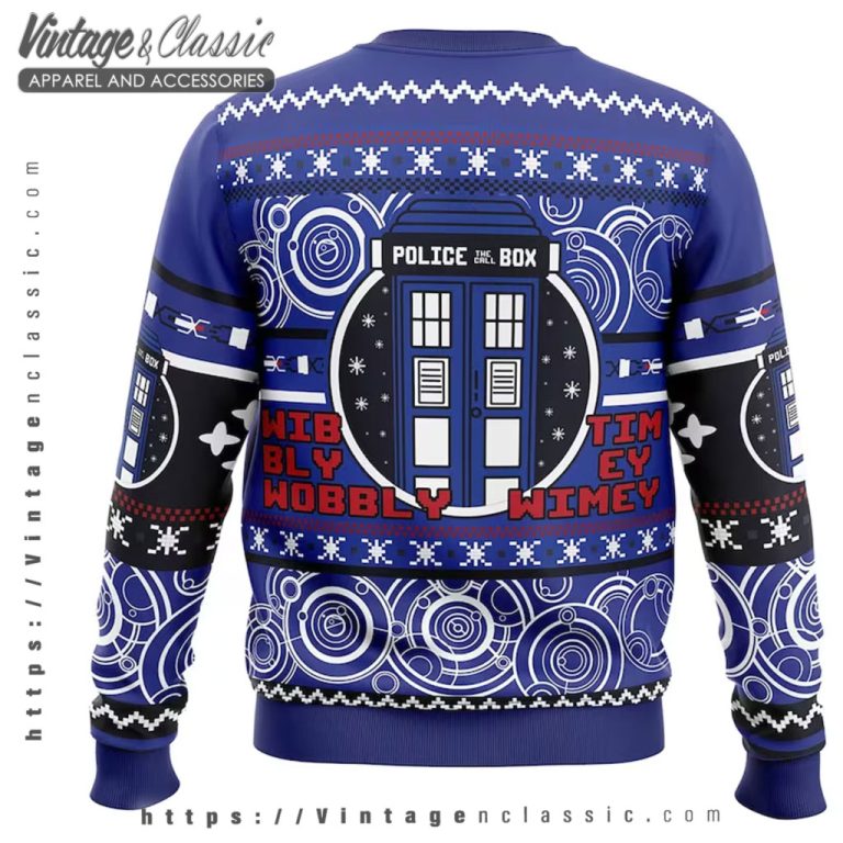 Wibbly Wobbly Doctor Who Ugly Christmas Sweater back Ugly Sweater Wibbly Wobbly Doctor Who Ugly Christmas Sweater back Ugly Sweater