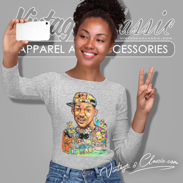 Will Smith Shirt Mashup Cartoon Characters Long Sleeve Tee Will Smith Shirt Mashup Cartoon Characters Long Sleeve Tee