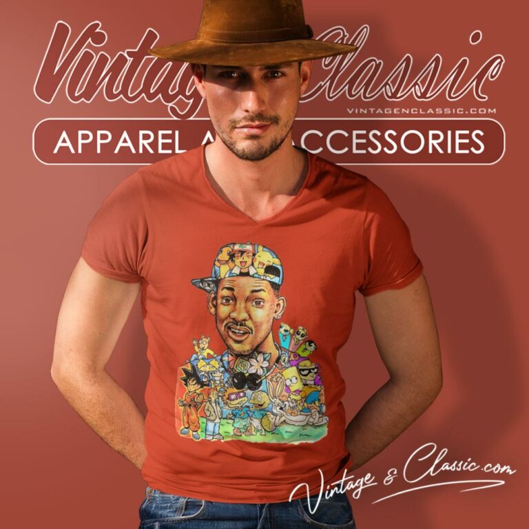 Will Smith Shirt Mashup Cartoon Characters V Neck TShirt Will Smith Shirt Mashup Cartoon Characters V Neck TShirt