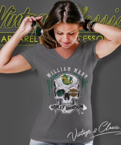 William Mary Harley Davidson Skull V Neck TShirt