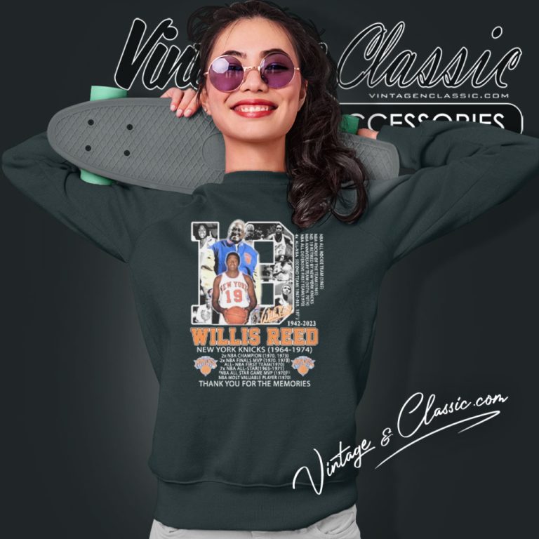 Willis Reed New York Knicks Thank You For The Memories Signature Sweatshirt Willis Reed New York Knicks Thank You For The Memories Signature Sweatshirt