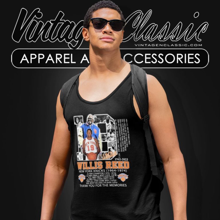 Willis Reed New York Knicks Thank You For The Memories Signature Tank Top Racerback Willis Reed New York Knicks Thank You For The Memories Signature Tank Top Racerback