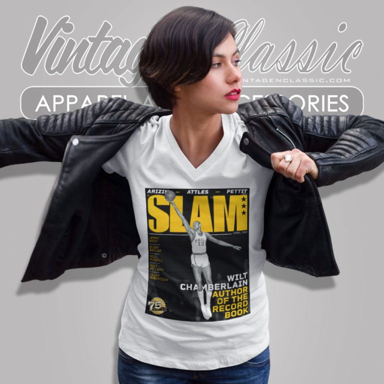 Wilt Chamberlain Philadelphia 76ers Nba Slam Cover V Neck TShirt Wilt Chamberlain Philadelphia 76ers Nba Slam Cover V Neck TShirt