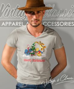 Winnie The Pooh And Friends Merry Christmas V Neck TShirt