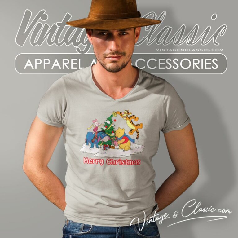Winnie The Pooh And Friends Merry Christmas V Neck TShirt Winnie The Pooh And Friends Merry Christmas V Neck TShirt