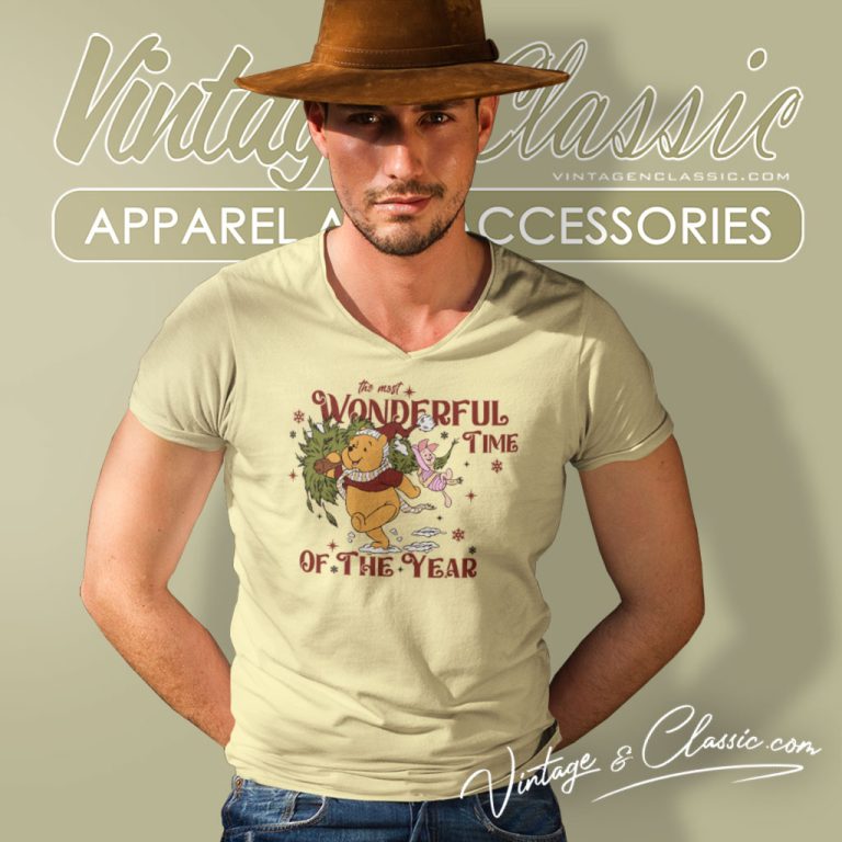 Winnie The Pooh Christmas Shirt The Most Wonderful Time V Neck TShirt Winnie The Pooh Christmas Shirt The Most Wonderful Time V Neck TShirt