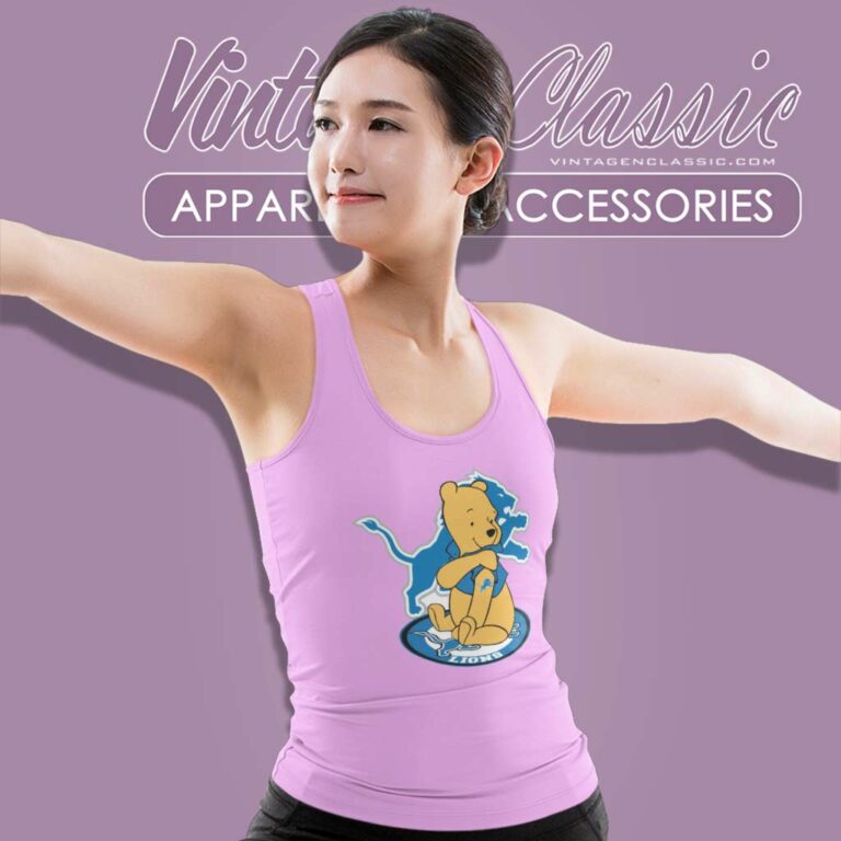 Winnie The Pooh Detroit Lions Tank Top Racerback Winnie The Pooh Detroit Lions Tank Top Racerback