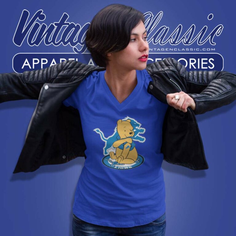 Winnie The Pooh Detroit Lions V Neck TShirt Winnie The Pooh Detroit Lions V Neck TShirt