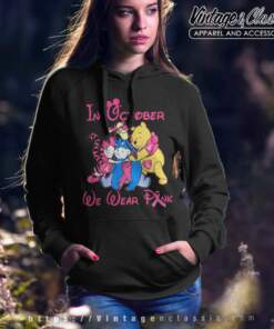 Winnie The Pooh Friends In October We Wear Pink Hoodie