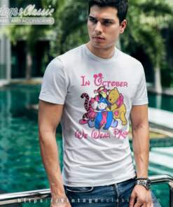 Winnie The Pooh Friends In October We Wear Pink T Shirt