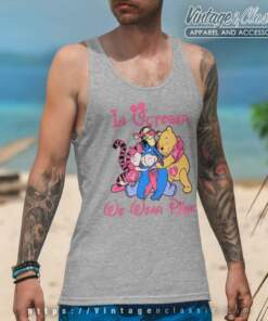 Winnie The Pooh Friends In October We Wear Pink Tank Top Racerback