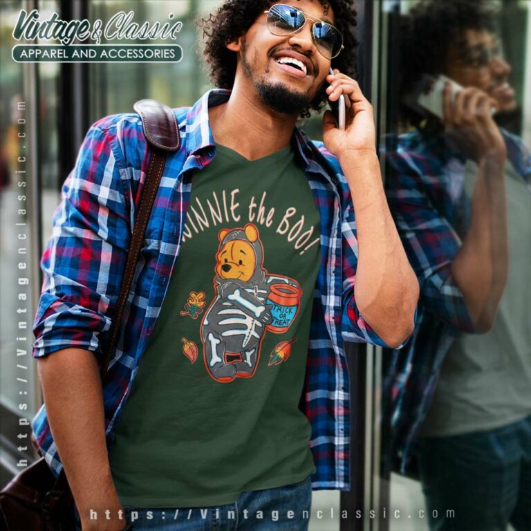 Winnie The Pooh Halloween Trick Or Treat V Neck TShirt Winnie The Pooh Halloween Trick Or Treat V Neck TShirt