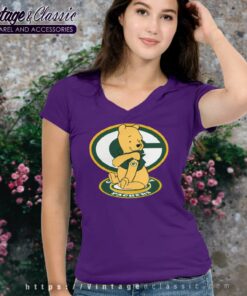 Winnie The Pooh Tattoo Green Bay Packer Logo V Neck TShirt