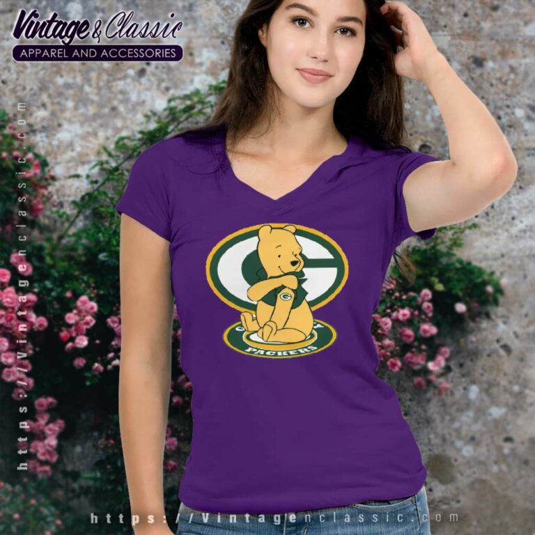Winnie The Pooh Tattoo Green Bay Packer Logo V Neck TShirt Winnie The Pooh Tattoo Green Bay Packer Logo V Neck TShirt