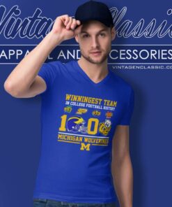 Winningest 1000 Michigan Wolverines Shirt In College Football History V Neck TShirt