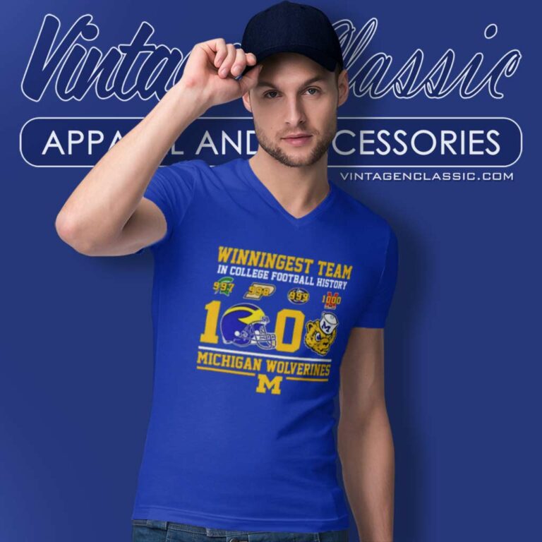 Winningest 1000 Michigan Wolverines Shirt In College Football History V Neck TShirt Winningest 1000 Michigan Wolverines Shirt In College Football History V Neck TShirt