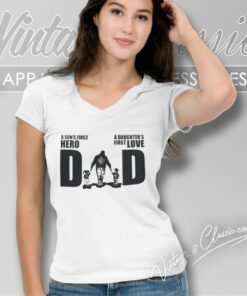 Winnipeg Jets Dad A Sons First Hero Daughters First Love V Neck TShirt