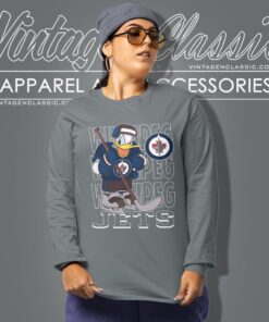 Winnipeg Jets Donald Duck Hockey Shirt 1 Winnipeg Jets Donald Duck Hockey Shirt Long Sleeve Tee