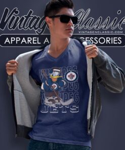Winnipeg Jets Donald Duck Hockey Shirt 5 Winnipeg Jets Donald Duck Hockey Shirt V Neck TShirt