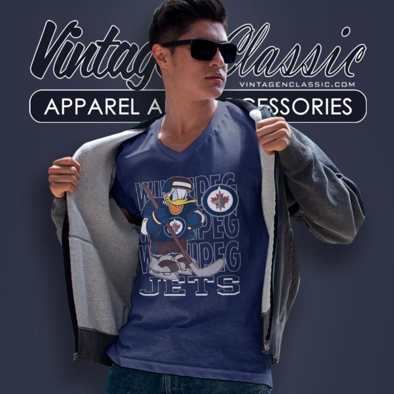 Winnipeg Jets Donald Duck Hockey Shirt V Neck TShirt Winnipeg Jets Donald Duck Hockey Shirt V Neck TShirt