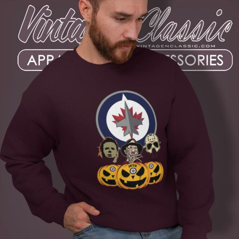 Winnipeg Jets Halloween Horror Movie Pumpkin Sweatshirt Winnipeg Jets Halloween Horror Movie Pumpkin Sweatshirt