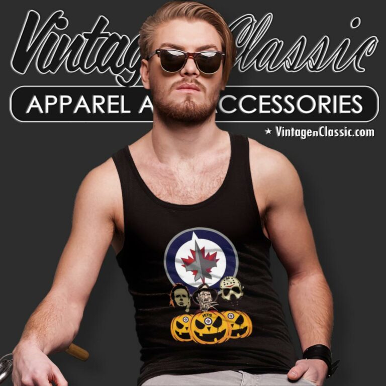 Winnipeg Jets Halloween Horror Movie Pumpkin Tank Top Racerback Winnipeg Jets Halloween Horror Movie Pumpkin Tank Top Racerback