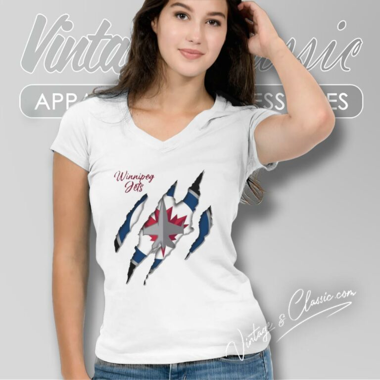 Winnipeg Jets In Side The Scratch Inside Me Logo V Neck TShirt Winnipeg Jets In Side The Scratch Inside Me Logo V Neck TShirt