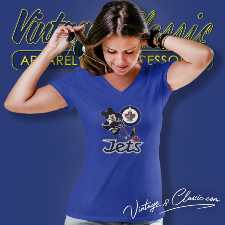 Winnipeg Jets Mickey Mouse V Neck TShirt Winnipeg Jets Mickey Mouse V Neck TShirt
