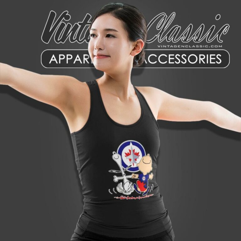 Winnipeg Jets Snoopy And Charlie Brown Dancing Tank Top Racerback Winnipeg Jets Snoopy And Charlie Brown Dancing Tank Top Racerback