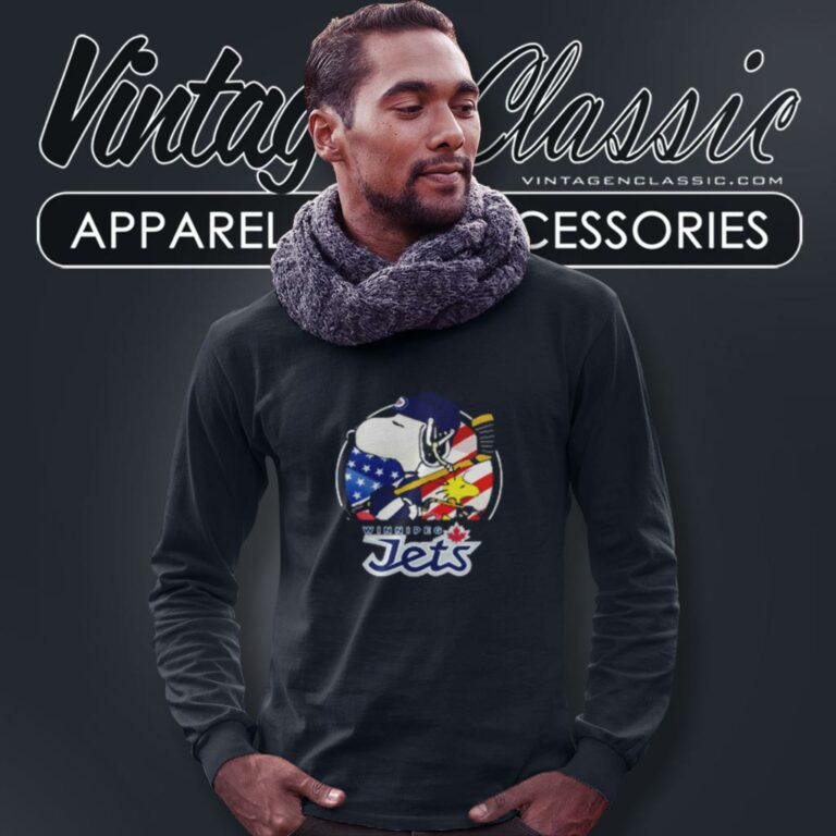Winnipeg Jets Snoopy And Woodstock Nhl Long Sleeve Tee Winnipeg Jets Snoopy And Woodstock Nhl Long Sleeve Tee