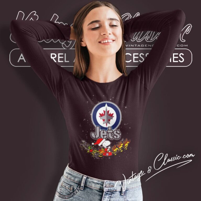 Winnipeg Jets Snoopy Christmas Long Sleeve Tee Winnipeg Jets Snoopy Christmas Long Sleeve Tee
