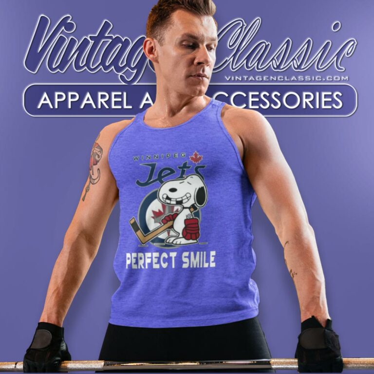 Winnipeg Jets Snoopy Perfect Smile The Peanuts Movie Hockey Tank Top Racerback Winnipeg Jets Snoopy Perfect Smile The Peanuts Movie Hockey Tank Top Racerback