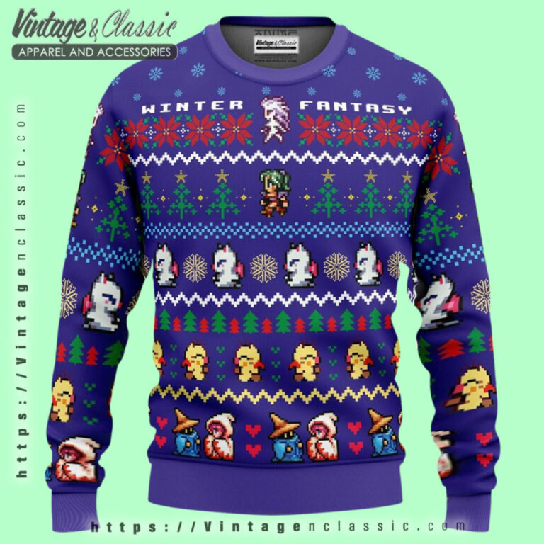 Winter Fantasy Final Fantasy Ugly Sweater Ugly Christmas Sweater Winter Fantasy Final Fantasy Ugly Sweater Ugly Christmas Sweater