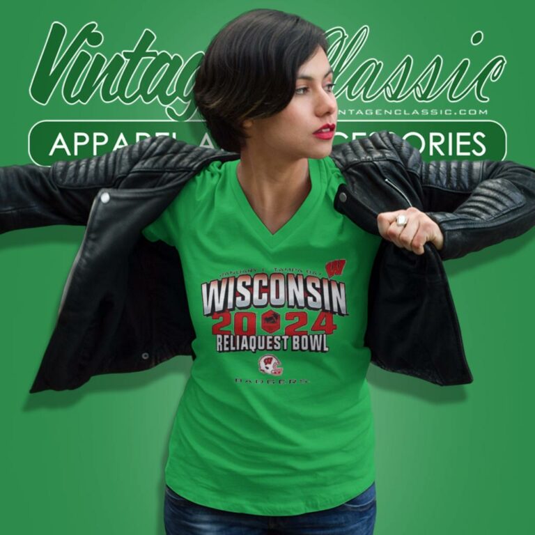 Wisconsin Badgers Football Reliaquest Bowl 2024 V Neck TShirt Wisconsin Badgers Football Reliaquest Bowl 2024 V Neck TShirt