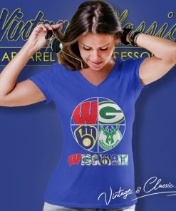 Wisconsin Badgers Green Bay Packers Milwaukee Brewers Milwaukee Bucks V Neck TShirt