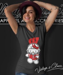 Wisconsin Badgers Hello Kitty V Neck TShirt