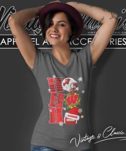 Wisconsin Badgers Ho Ho Ho Ncaa Christmas V Neck TShirt