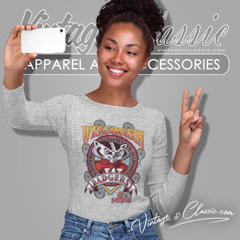 Wisconsin Badgers Mascot Shirt University Of Wisconsin Madison Long Sleeve Tee Wisconsin Badgers Mascot Shirt University Of Wisconsin Madison Long Sleeve Tee