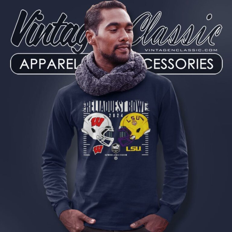 Wisconsin Badgers Vs Lsu Tigers 2024 Reliaquest Bowl Long Sleeve Tee Wisconsin Badgers Vs Lsu Tigers 2024 Reliaquest Bowl Long Sleeve Tee