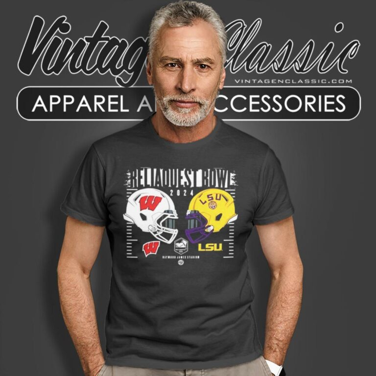 Wisconsin Badgers Vs Lsu Tigers 2024 Reliaquest Bowl T Shirt Wisconsin Badgers Vs Lsu Tigers 2024 Reliaquest Bowl T Shirt