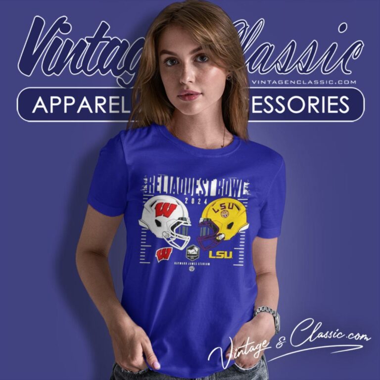 Wisconsin Badgers Vs Lsu Tigers 2024 Reliaquest Bowl Women T Shirt Wisconsin Badgers Vs Lsu Tigers 2024 Reliaquest Bowl Women T Shirt